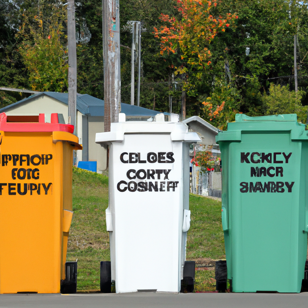 Komunitní recyklační centrum s barevnými kontejnery